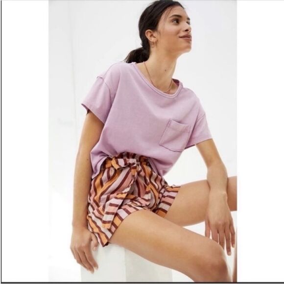 BY ANTHROPOLOGIE | NEW Belted Vertical Stripe Pull On Shorts Women’s Size XL - Picture 10 of 10